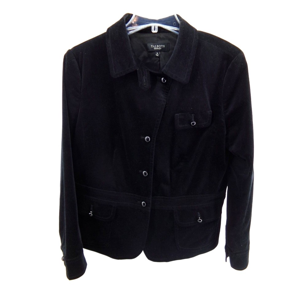 Talbots Black Velvet Blazer Jacket Women's Size 16